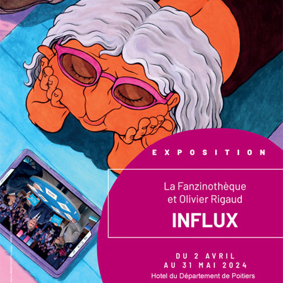 Exposition INFLUX - Tragicom�die du flux visuel au quotidien (peinture et IA) - du 2 avril au 24 juin 2024, Hotel du D�partement de Poitiers (Fanzinoth�que / Monomania)